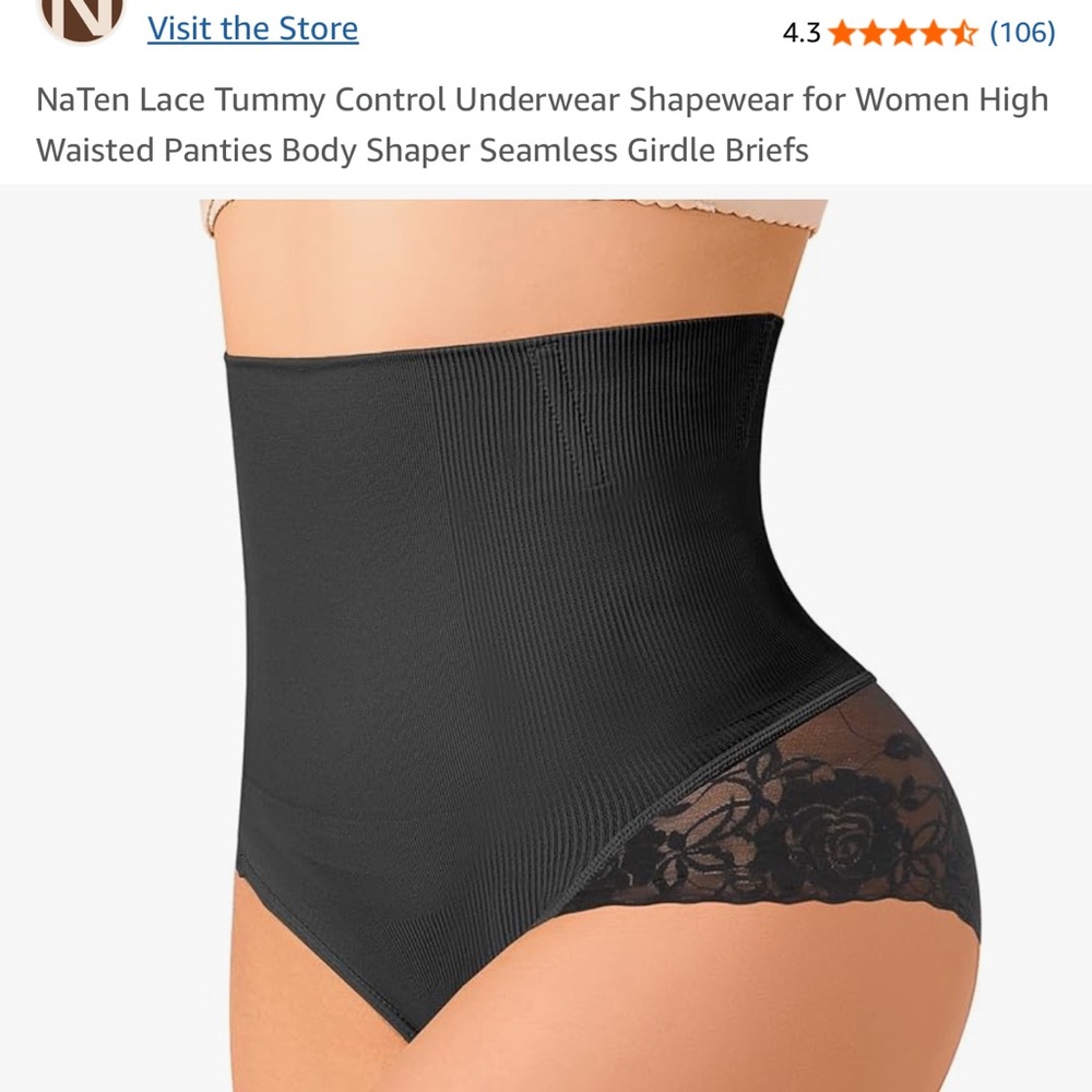Amazon Black High-Waisted Lace Shapewear